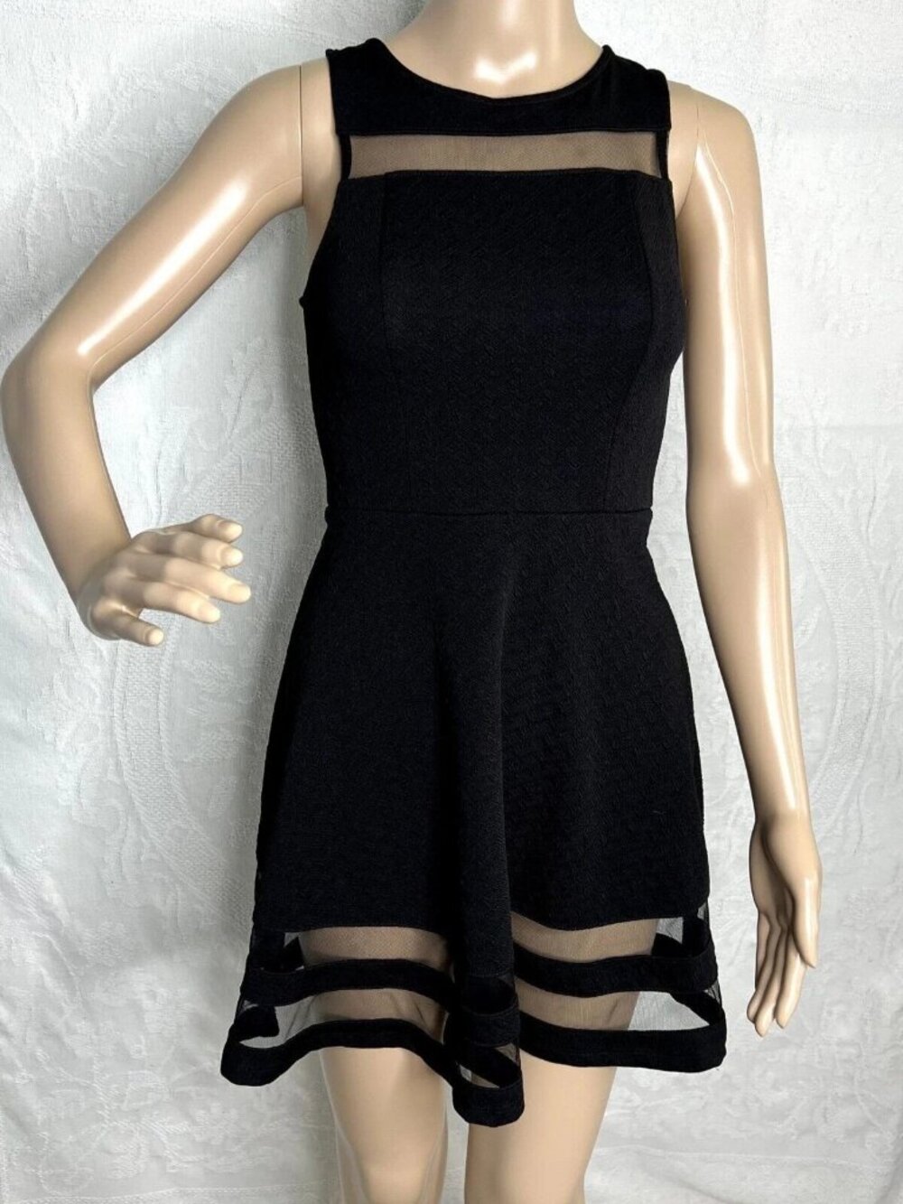 Monteau Black Textured Mesh Dress